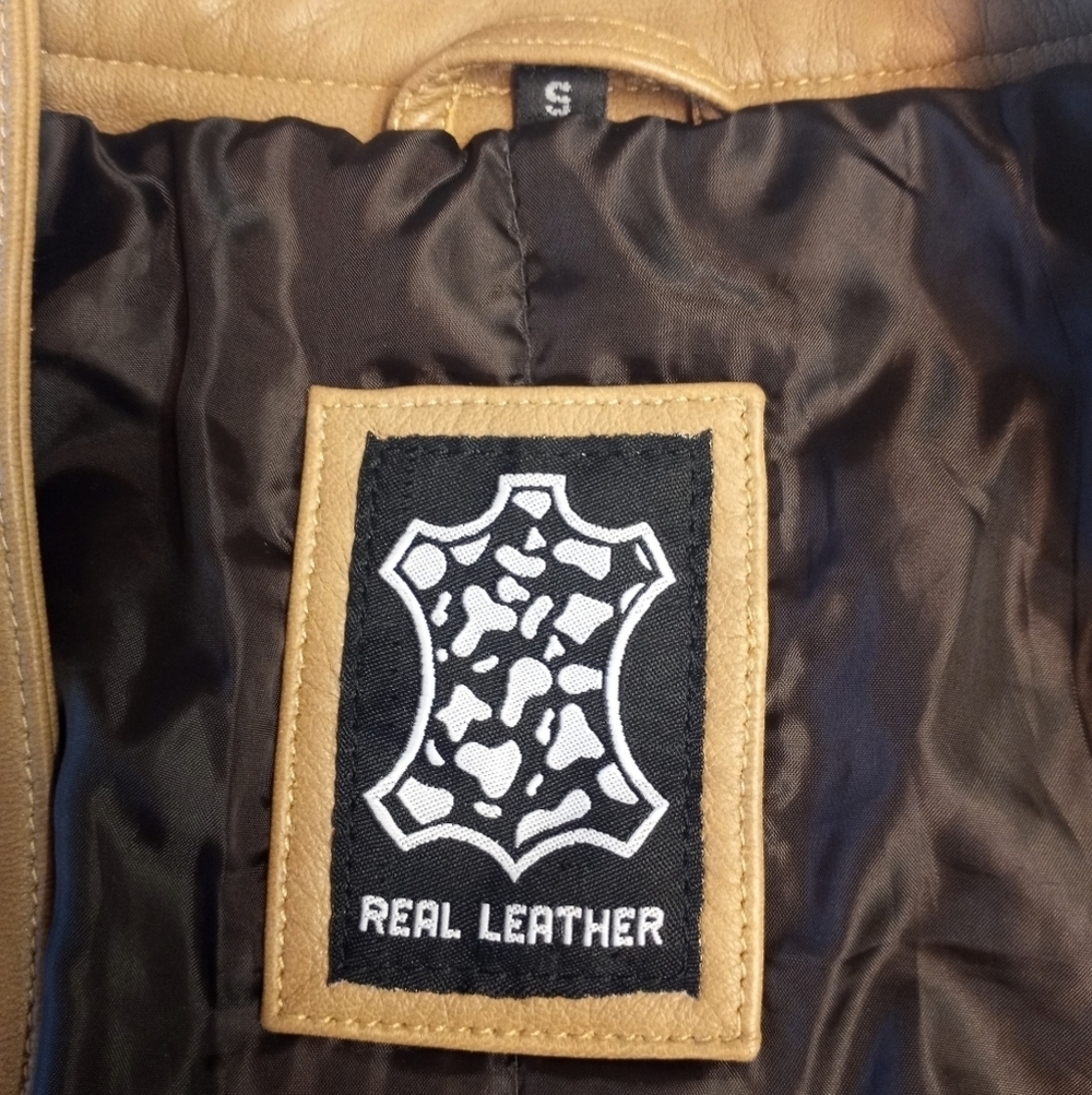 Star Wars Leather Finn The Force Awakens Butter Soft Leather Open Lapel Bomber - Picture 12 of 16